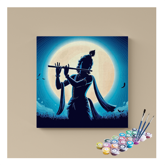 DIY Painting Kit - Krishna Under the Moonlight Paint by Numbers Kit