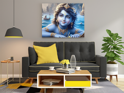DIY PBN Kit - Divine Child Krishna on the Yamuna Paint by Numbers Kit