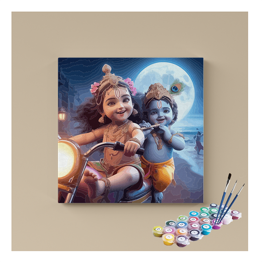 DIY Painting Kit - Balaram and Krishna: Joyful Adventure Paint by Numbers Kit