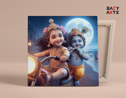 DIY Paint by numbers kit - Balaram and Krishna: Joyful Adventure Paint by Numbers Kit