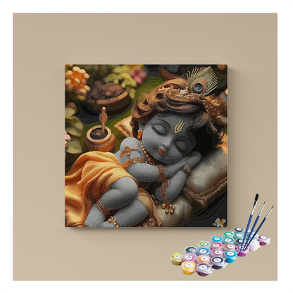 DIY Painting Kit - Divine Slumber: Sleeping Baby Krishna Paint by Numbers Kit