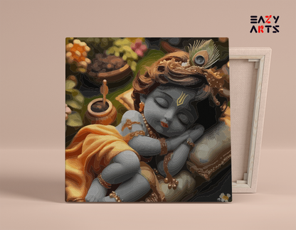 DIY Paint by numbers kit - Divine Slumber: Sleeping Baby Krishna Paint by Numbers Kit