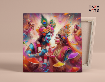 DIY Paint by numbers kit - Vibrant Holi Celebration: Krishna and Radha Paint by Numbers Kit