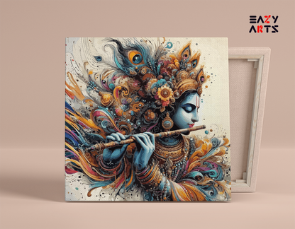DIY Paint by numbers kit - Flamboyant Krishna: Vibrant Flute Melody Paint by Numbers Kit