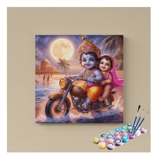 DIY Painting Kit - Bal Krishna and Radha's Joyride Paint by Numbers Kit