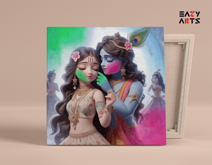 DIY Paint by numbers kit - Divine Love: Krishna and Radha Holi Celebration Paint by Numbers Kit