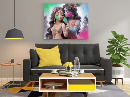 DIY PBN Kit - Divine Love: Krishna and Radha Holi Celebration Paint by Numbers Kit