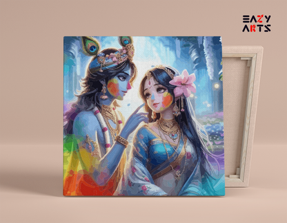 DIY Paint by numbers kit - Eternal Bliss: Krishna and Radha Holi Paint by Numbers Kit