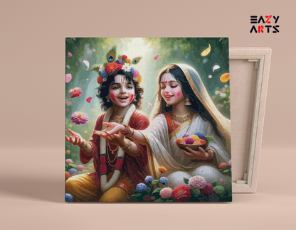 DIY Paint by numbers kit - Divine Joy: Krishna and Radha Celebrating Together Paint by Numbers Kit