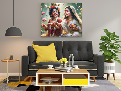 DIY PBN Kit - Divine Joy: Krishna and Radha Celebrating Together Paint by Numbers Kit