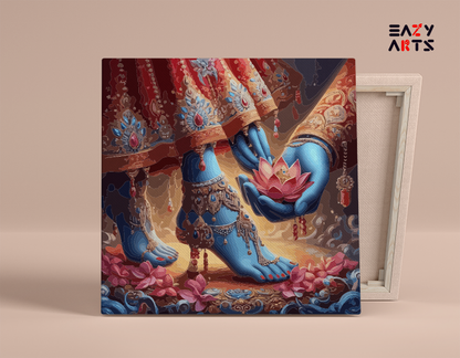 DIY Paint by numbers kit - Sacred Lotus Offering: Radha and Krishna's Divine Connection - Paint by Numbers Kit