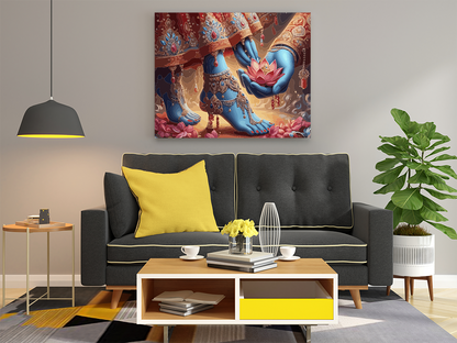 DIY PBN Kit - Sacred Lotus Offering: Radha and Krishna's Divine Connection - Paint by Numbers Kit