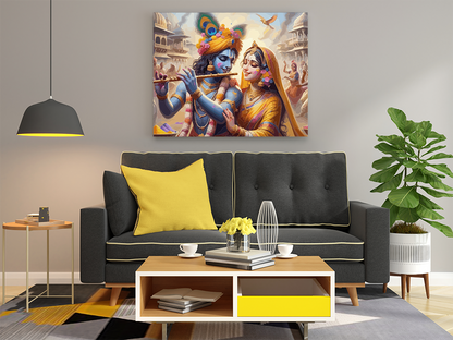 DIY PBN Kit - Divine Holi Harmony: Krishna and Radha in Vrindavan - Paint by Numbers Kit