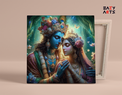 DIY Paint by numbers kit - Eternal Love: Radha Krishna Under Moonlit Blossoms - Paint by Numbers Kit