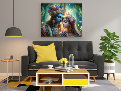 DIY PBN Kit - Eternal Love: Radha Krishna Under Moonlit Blossoms - Paint by Numbers Kit