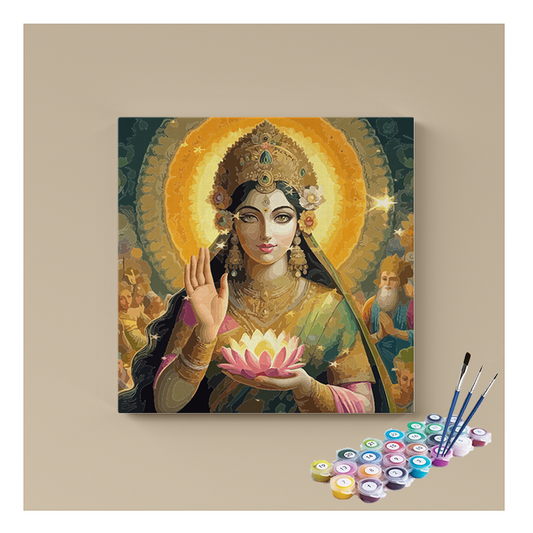 DIY Painting Kit - Divine Grace: Goddess Lakshmi in Radiant Splendor - Paint by Numbers Kit