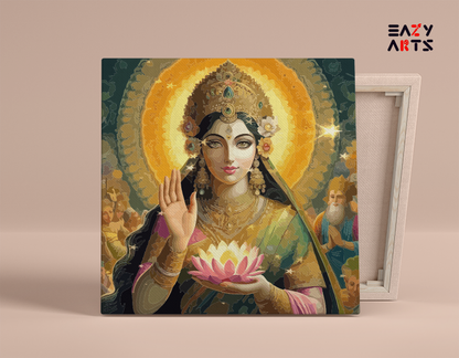 DIY Paint by numbers kit - Divine Grace: Goddess Lakshmi in Radiant Splendor - Paint by Numbers Kit