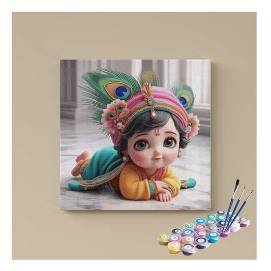 DIY Painting Kit - Adorable Baby Krishna: Divine Innocence - Paint by Numbers Kit