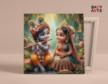 DIY Paint by numbers kit - Divine Melody: Krishna and Radha in Childhood - Paint by Numbers Kit