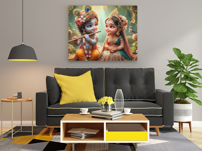 DIY PBN Kit - Divine Melody: Krishna and Radha in Childhood - Paint by Numbers Kit