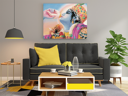 DIY PBN Kit - Victory Call: Lord Krishna with Shankh - Paint by Numbers Kit