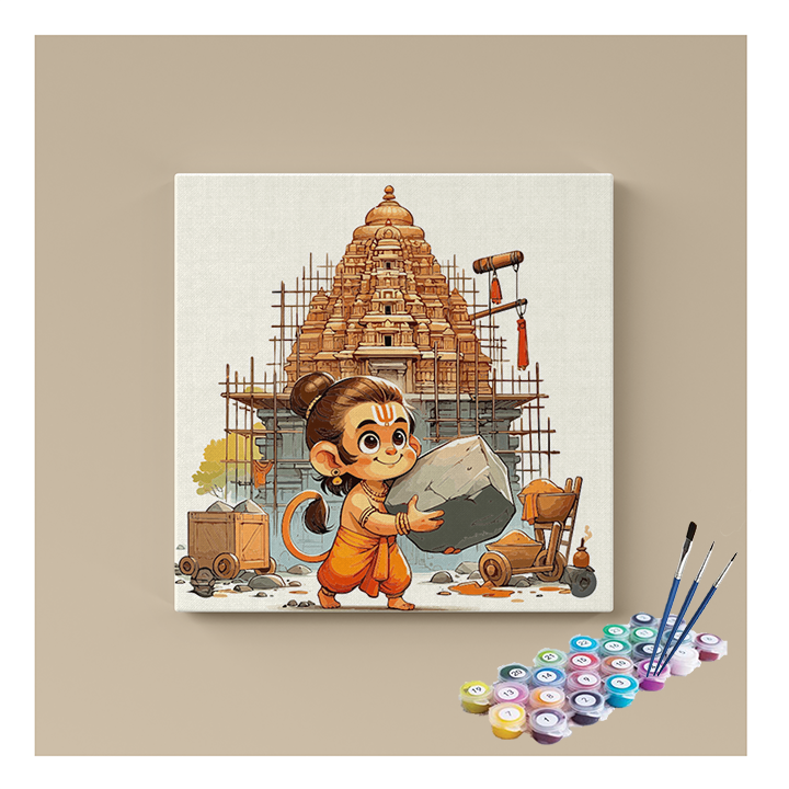 DIY Painting Kit - Little Hanuman Builds: Temple of Devotion - Paint by Numbers Kit