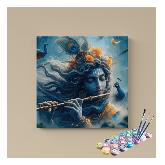 DIY Painting Kit - Divine Harmony: Krishna's Flute in the Mystical Breeze - Paint by Numbers Kit