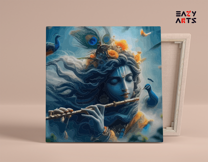 DIY Paint by numbers kit - Divine Harmony: Krishna's Flute in the Mystical Breeze - Paint by Numbers Kit