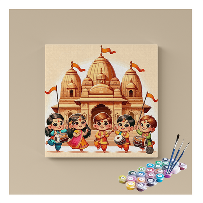 DIY Painting Kit - Ram Temple Celebrations: Joyous Devotion - Paint by Numbers Kit