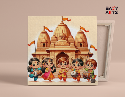 DIY Paint by numbers kit - Ram Temple Celebrations: Joyous Devotion - Paint by Numbers Kit