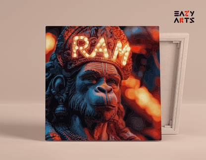 DIY Paint by numbers kit - Eternal Devotion: Lord Hanuman with 'Ram' - Paint by Numbers Kit