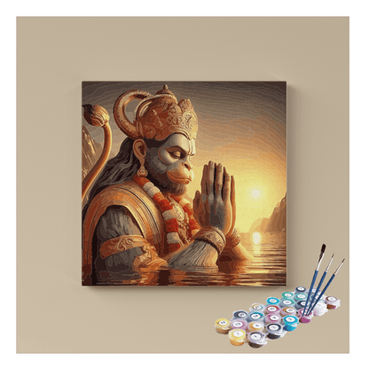 DIY Painting Kit - Serenity of Devotion: Hanuman in Prayers - Paint by Numbers Kit