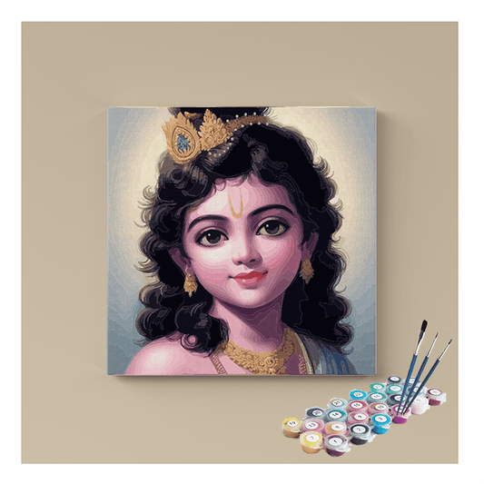 DIY Painting Kit - Divine Beauty: Young Krishna Portrait - Paint by Numbers Kit