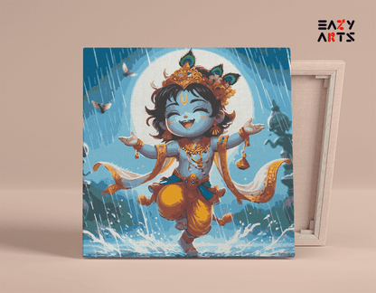 DIY Paint by numbers kit - Joyful Krishna in the Rain - Paint by Numbers Kit