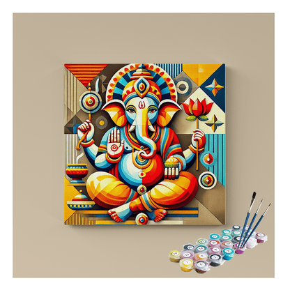 DIY Painting Kit - Modern Geometric Lord Ganesha - Paint by Numbers Kit