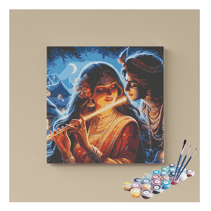 DIY Painting Kit - Divine Melody: Radha and Krishna - Paint by Numbers Kit