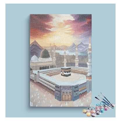 DIY Painting Kit - Sacred Journey: The Kaaba at Mecca - Paint by Numbers Kit