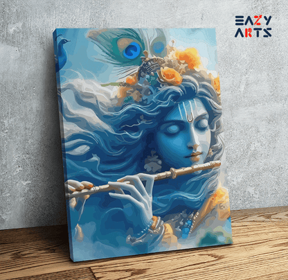 DIY Paint by numbers kit - Divine Symphony: Krishna Playing the Flute - Paint by Numbers Kit