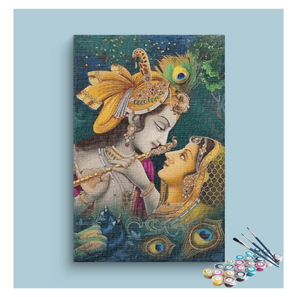 DIY Painting Kit - Divine Harmony: Krishna and Radha's Enchantment - Paint by Numbers Kit