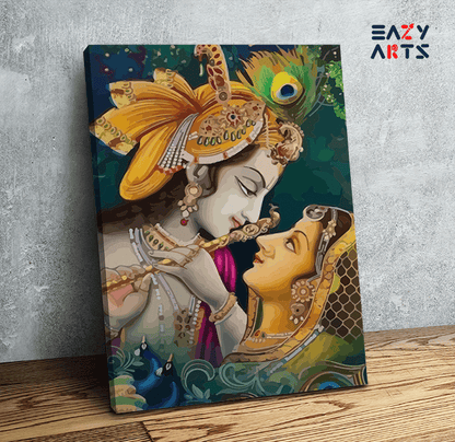 DIY Paint by numbers kit - Divine Harmony: Krishna and Radha's Enchantment - Paint by Numbers Kit