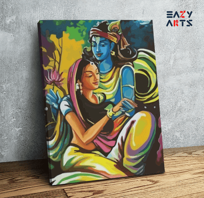 DIY Paint by numbers kit - Moonlit Romance: Krishna and Radha's Eternal Love - Paint by Numbers Kit