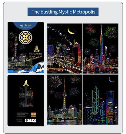 Shanghai Cityscape Scratch Painting Kit – Oriental Pearl Tower & Modern Skylines – Image