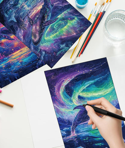 Glow in the Dark Whale Scratch Painting Kit – Aurora Ocean & Cosmic Sea