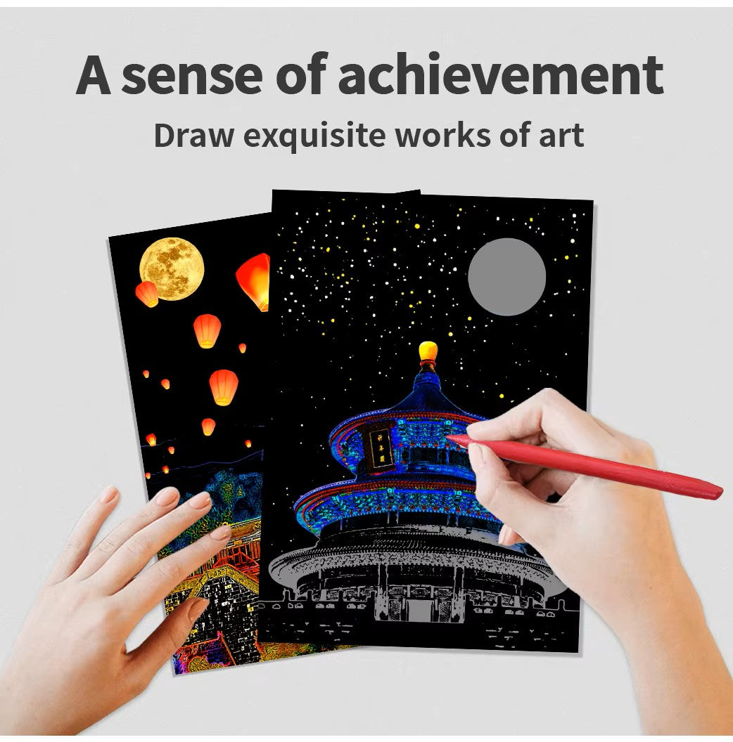 Ancient China Scratch Painting Kit – Great Wall, Temple of Heaven & More –