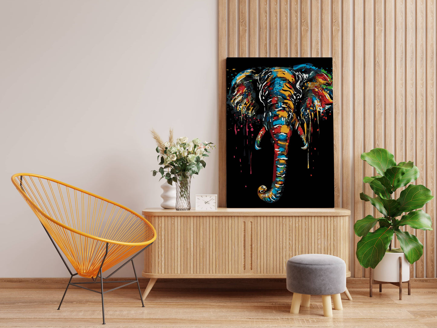 Colorful elephant paint by numbers kit