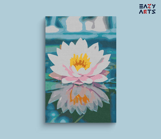 White Lotus Reflection Flower paint by numbers