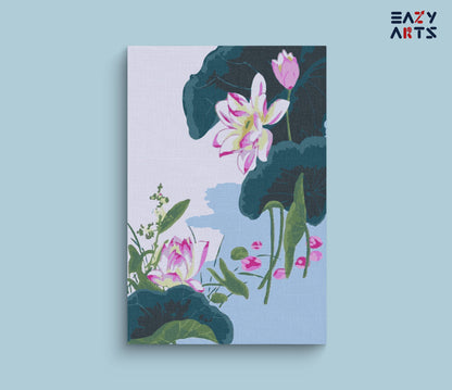 Lotus Flowers and Leafs paint by numbers
