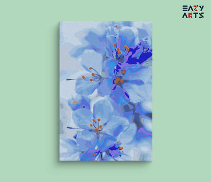 Blue Cherry Blossom Flowers paint by numbers