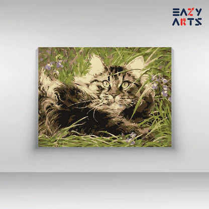 Cat Playing In Grass PBN kit