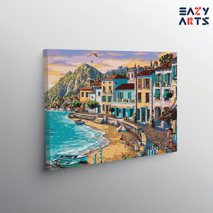 City Beach Boats and Mountains paint by numbers